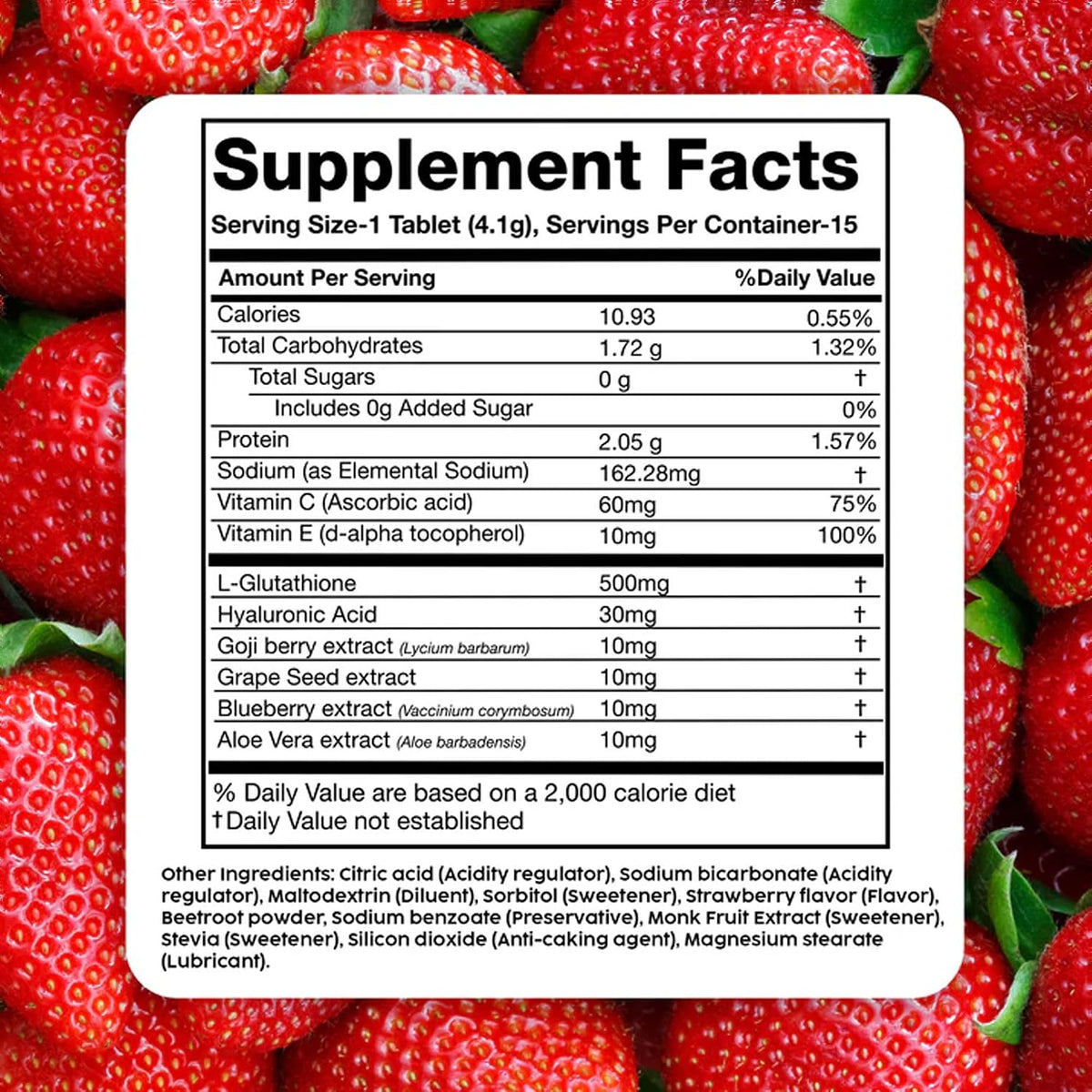 PLIX Glutathione Tablets with Vitamin E and Hyaluronic Acid - Strawberry Flavour, Pack of 2 - görsel 9