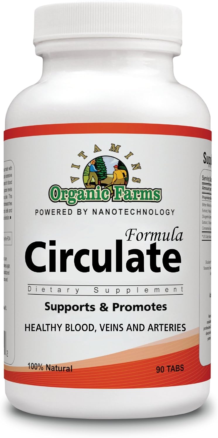 Organic Farms Vitamins Circulate Formula - 90 Tablets - Blood Circulation Support - Natural Food Supplement - görsel 1
