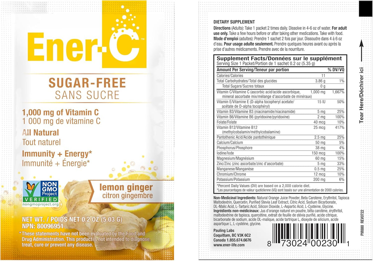 Ener-C Sugar Free Multivitamin Drink Mix, Lemon Ginger, 30 Packets - görsel 8
