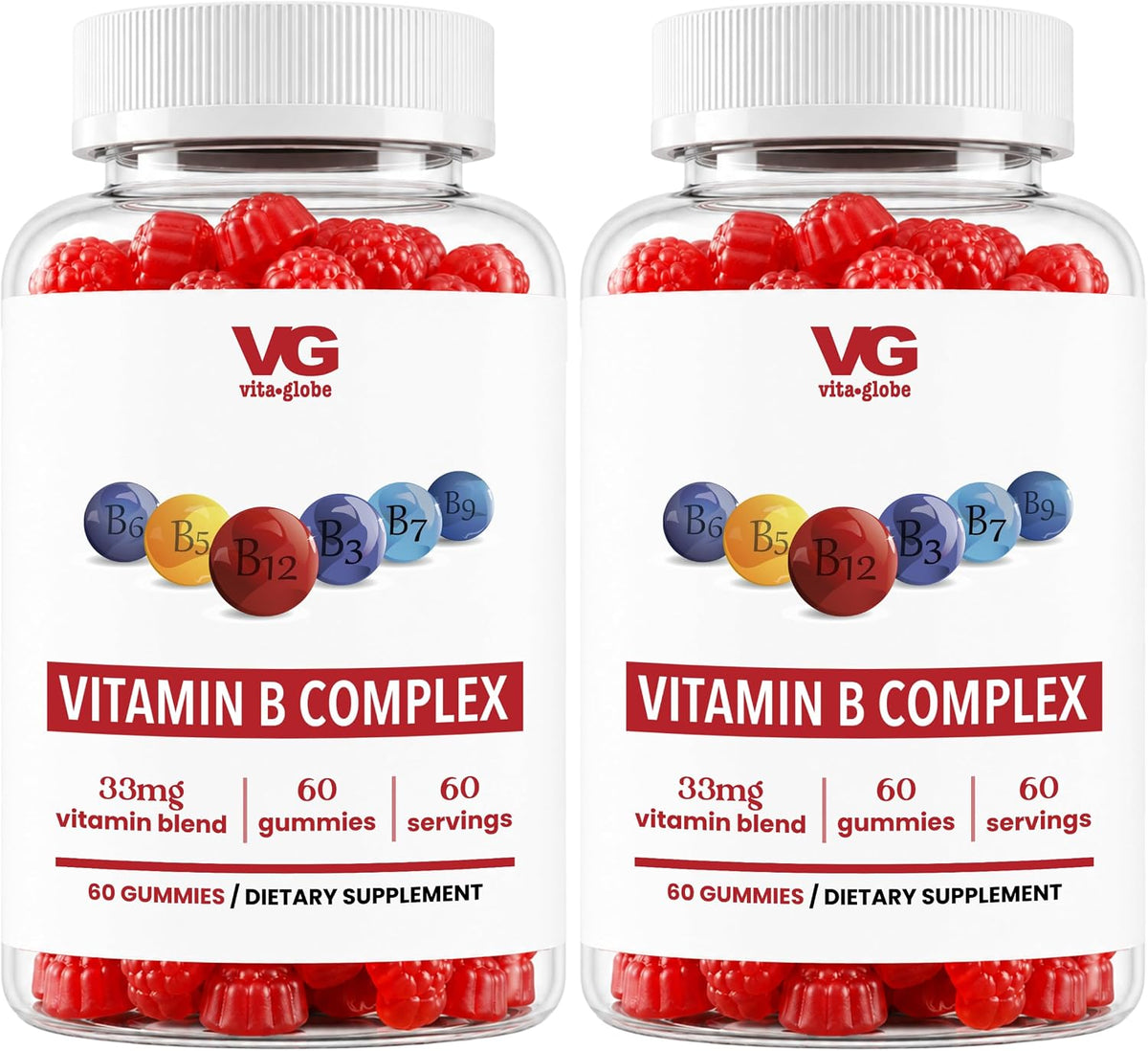 VITA GLOBE B Complex Gummy Vitamins – Strawberry Flavour with Vitamin C, Niacin, B6, B12 and Biotin, Daily Food Supplement for Energy, Metabolism and Cognitive Support, 60 Gummies - görsel 7