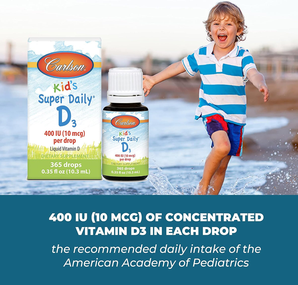 Carlson Kid's Super Daily D3 – Vitamin D Drops for Kids, 400 IU, One-Year Supply - görsel 7