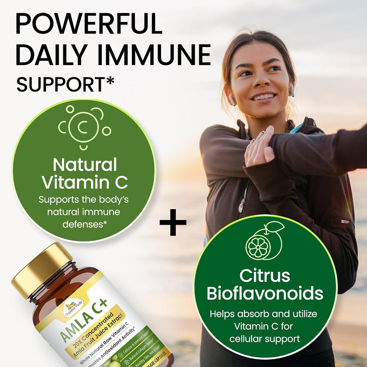 Organic Veda Amla+ Capsules, 20X Concentrated Amla Fruit Juice Extract Natural Vitamin C Supplement – Antioxidants, Immune System, Skin & Hair Health – Whole Food Vitamin C, 120 Vegan Capsules - görsel 9