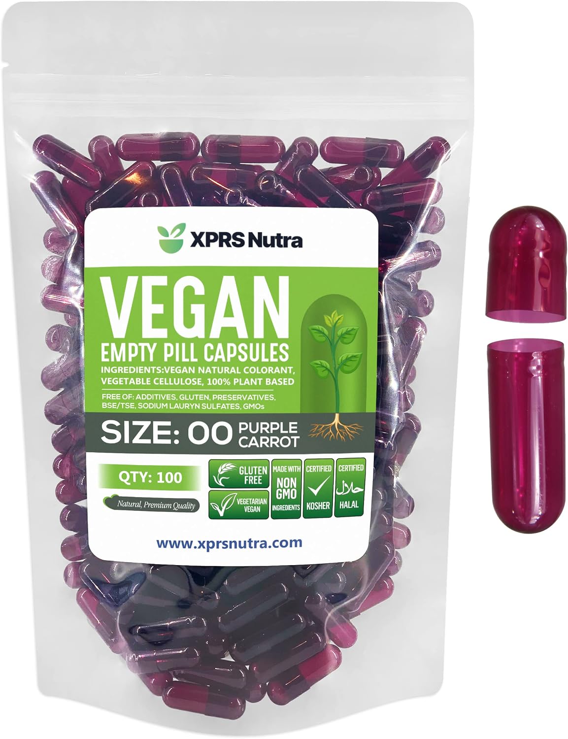 XPRS Nutra Size 00 Empty Capsules - 100 Count Vegan Capsules - görsel 10