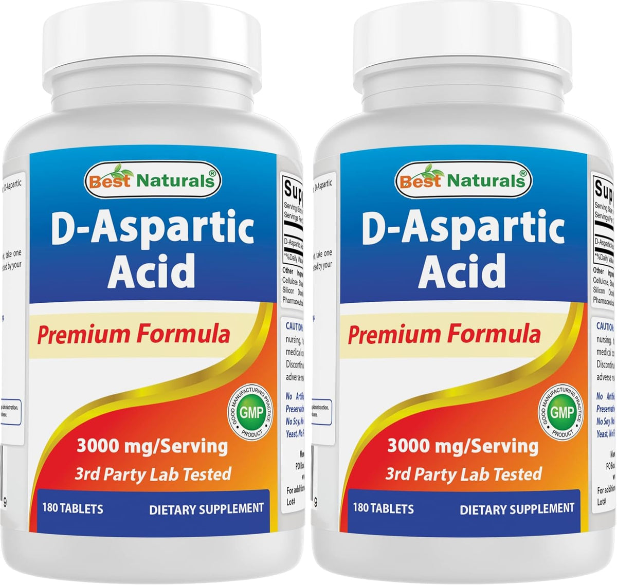 Best Naturals D-Aspartic Acid (DAA) 3000mg per Serving – Non-GMO & Gluten-free – 180 Tablets – Image 8