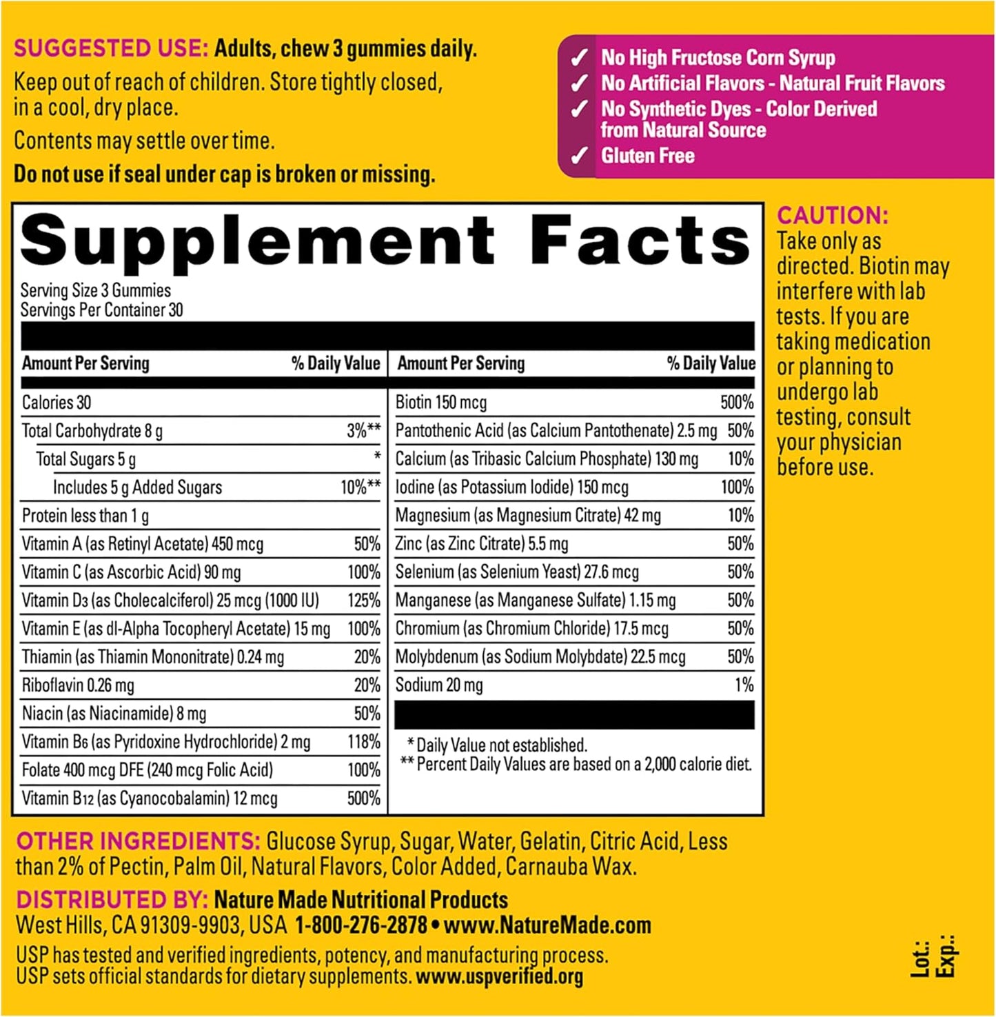 Nature Made Advanced Women's Gummy Multivitamins - With Magnesium Citrate, Calcium & B Vitamins, 90 Gummies - görsel 10