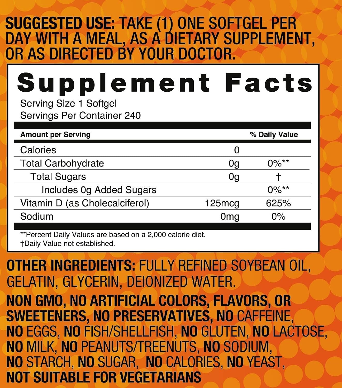 Basic Organics Super Happy Sunshine Vitamin D3 5000 IU – 240 Softgels - görsel 5