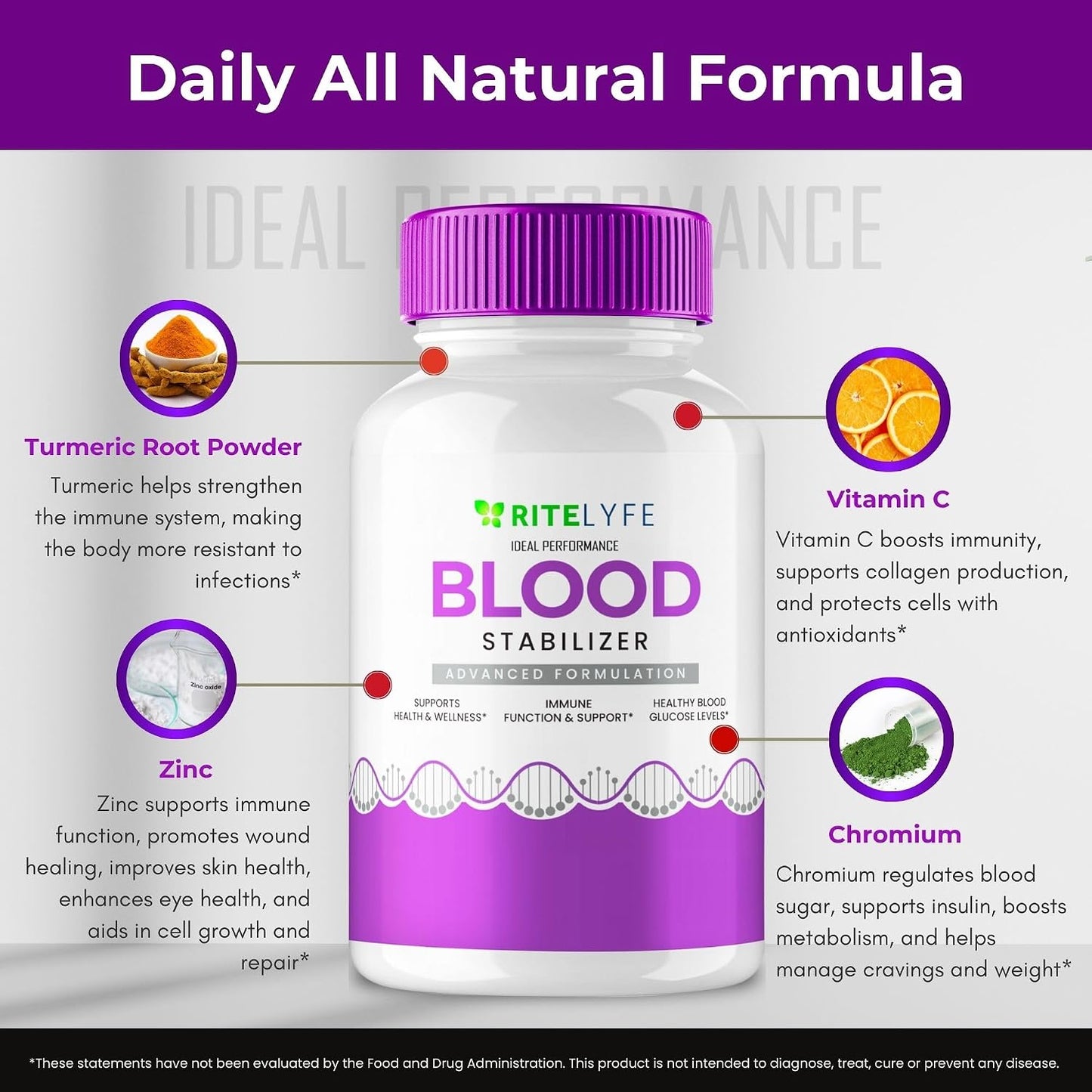 Ritelyfe Blood Stabiliser Capsules (2 Pack) – Maximum Strength All-Natural Nutritional Support - görsel 7