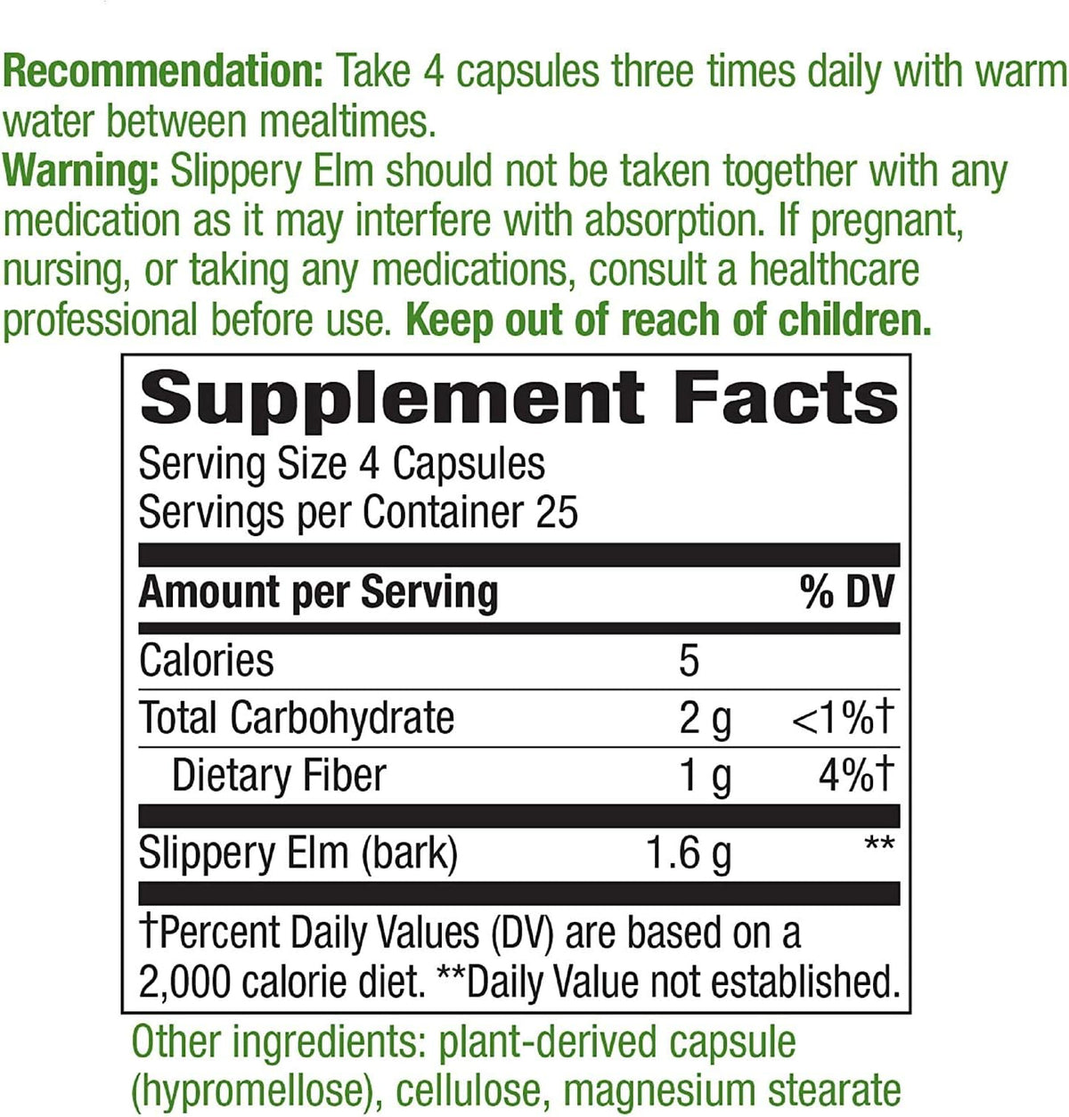 Nature's Way Slippery Elm Bark, 100 Veg Capsules (3-Pack) - görsel 3