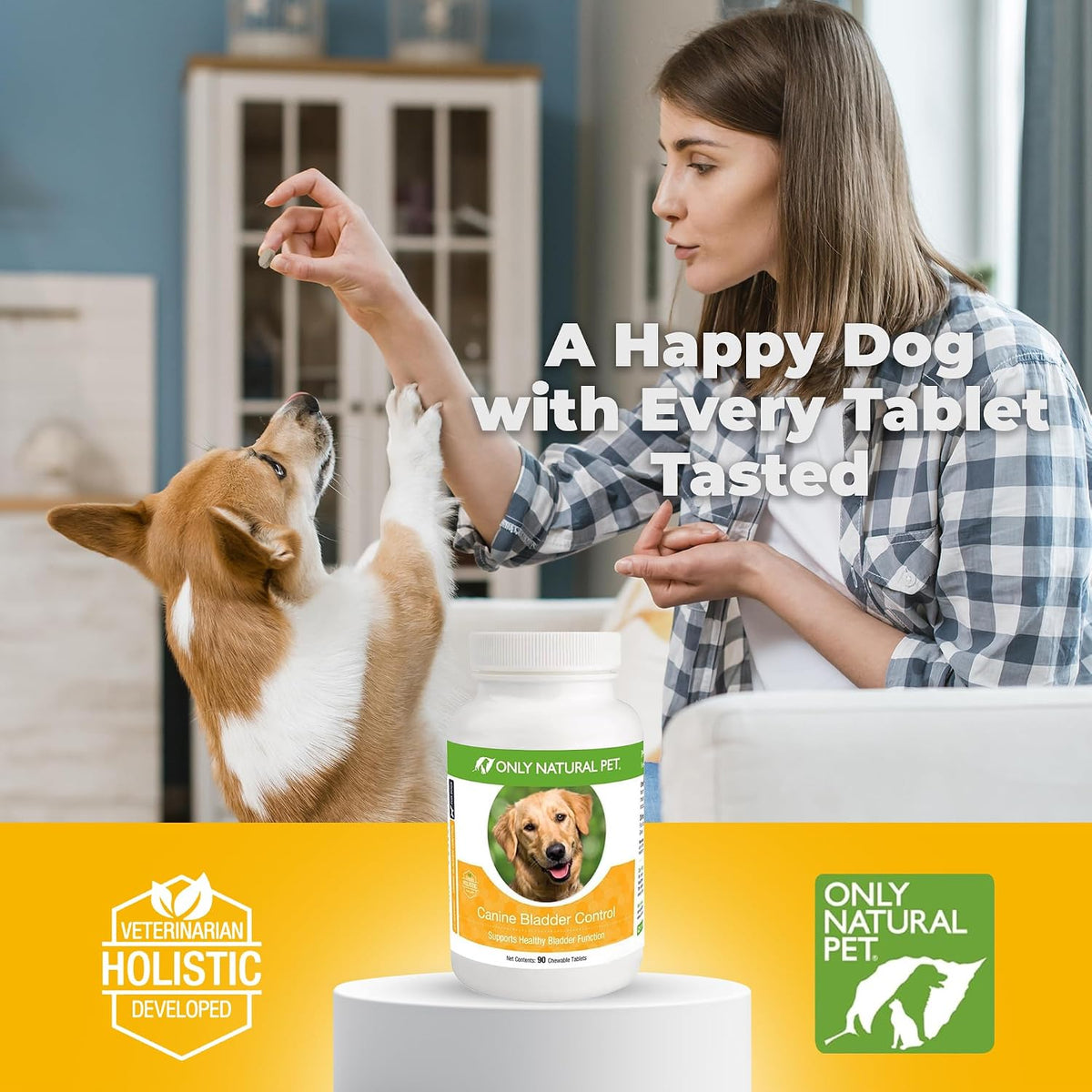 ONLY NATURAL PET Canine Bladder Control - Senior Dog Care Supplement - UTI, Urinary Tract Health, Incontinence Support with Cranberry Extract | Tablets, 90 Chewable Tablets (Natural Turkey Flavour) - görsel 7