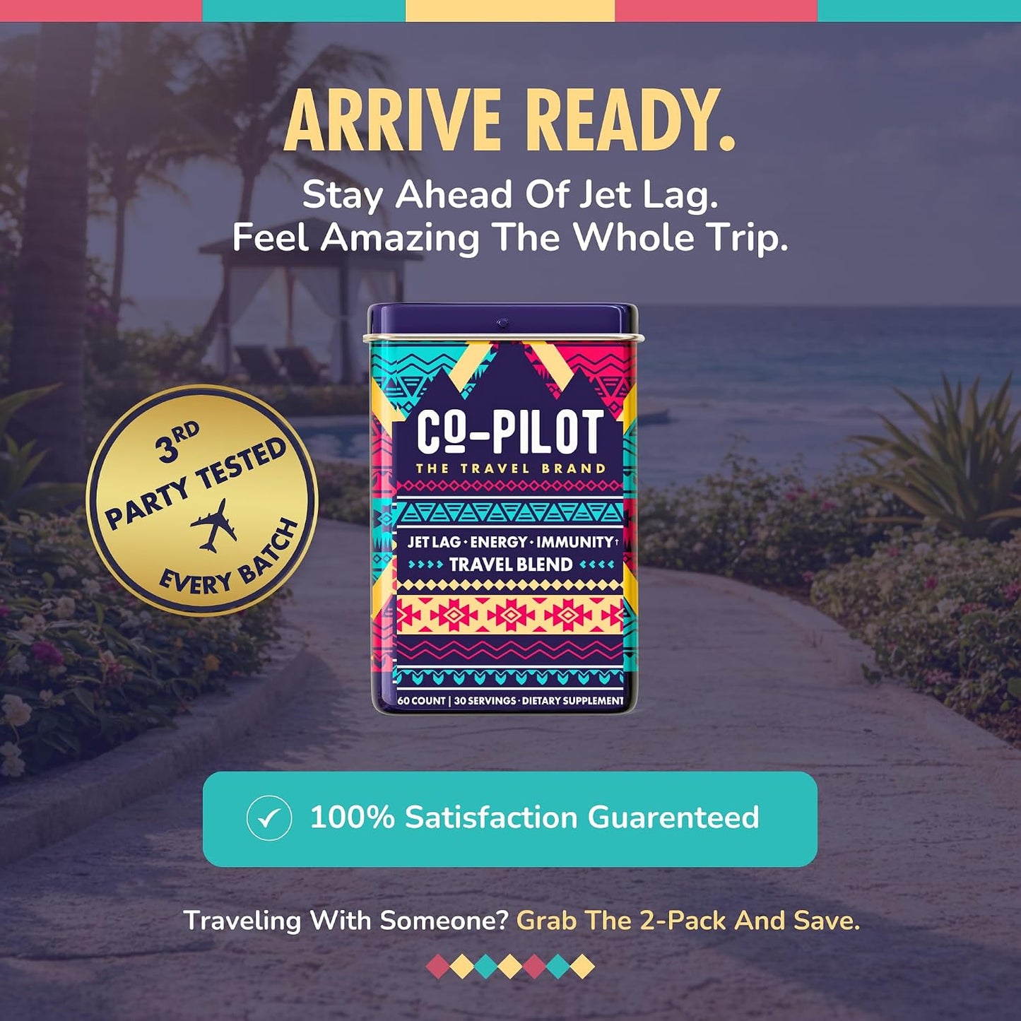 Co-Pilot The Travel Brand Original Travel Supplement - Jet Lag Remedy with Ashwagandha, Rhodiola & Vitamin D3, Vegan, 60 Capsules - görsel 8