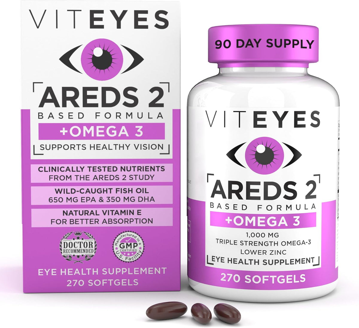 Viteyes AREDS 2 + Omega-3 Macular Health Formula Softgels, Triple Strength Omega-3, 90 Softgels - görsel 9