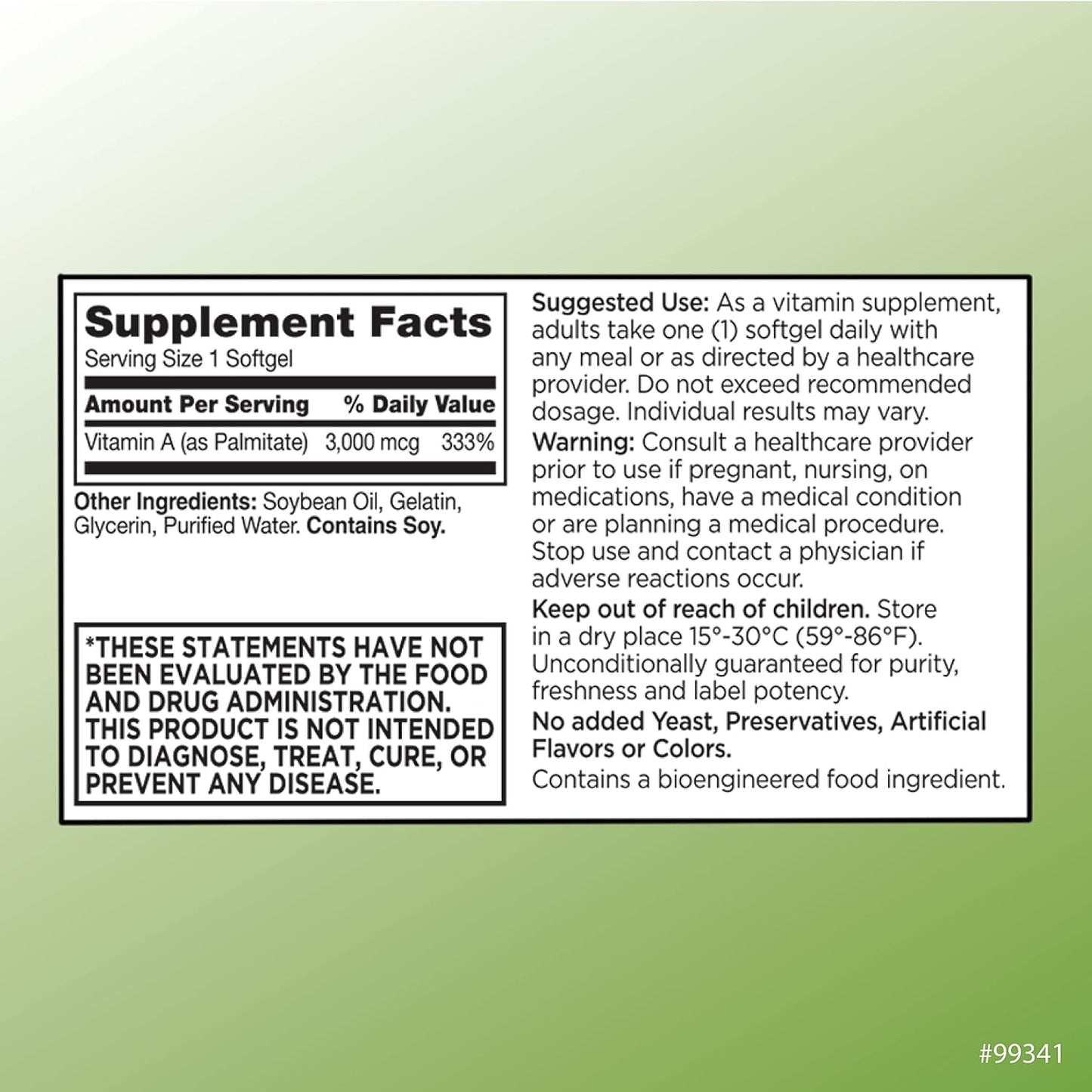 Quality Choice Vitamin A 3,000 mcg (10,000 IU) Softgels – 100 Softgels - görsel 2