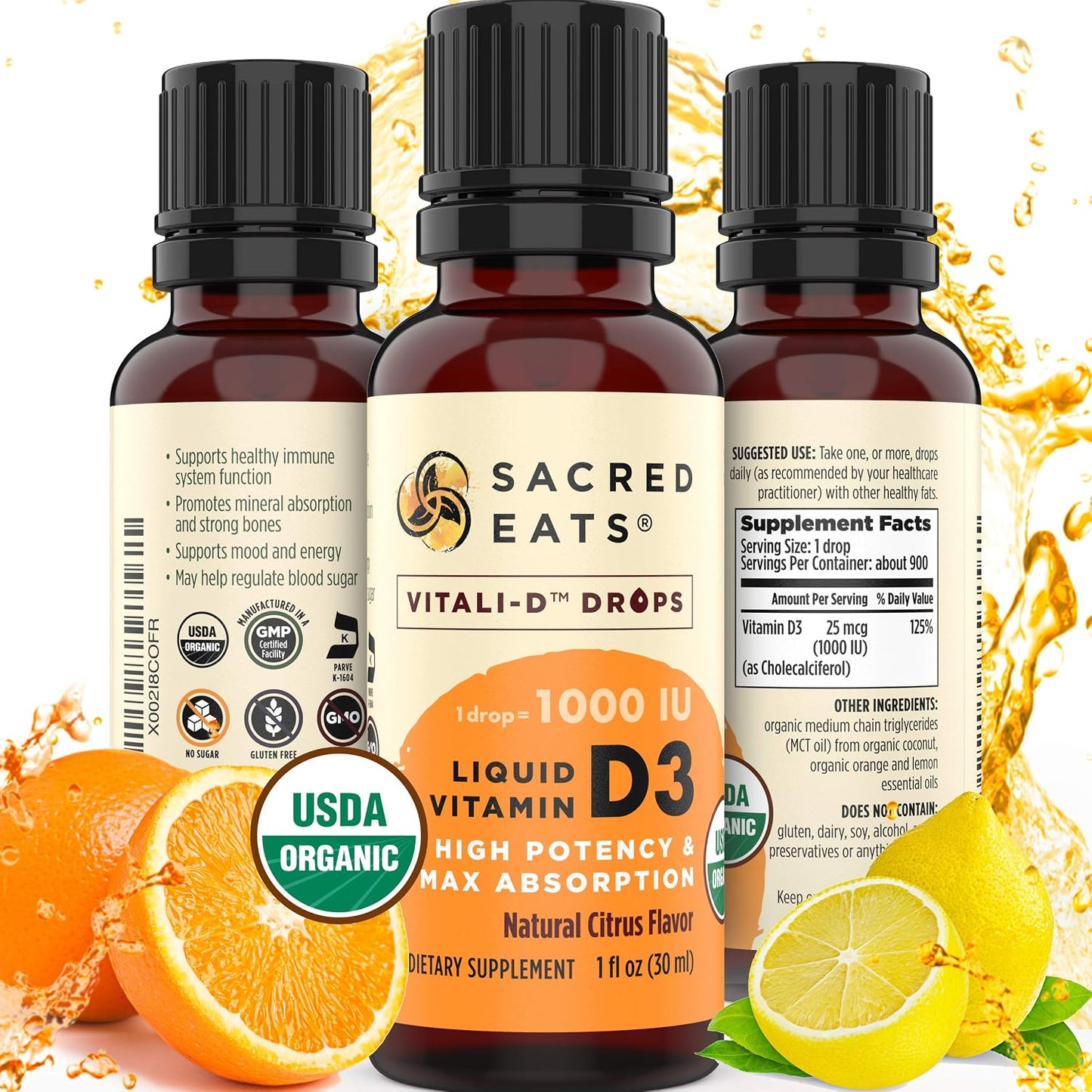 Organic Liquid Vitamin D Drops – 1,000 IU per Drop, Sugar Free, Flavourless - görsel 8