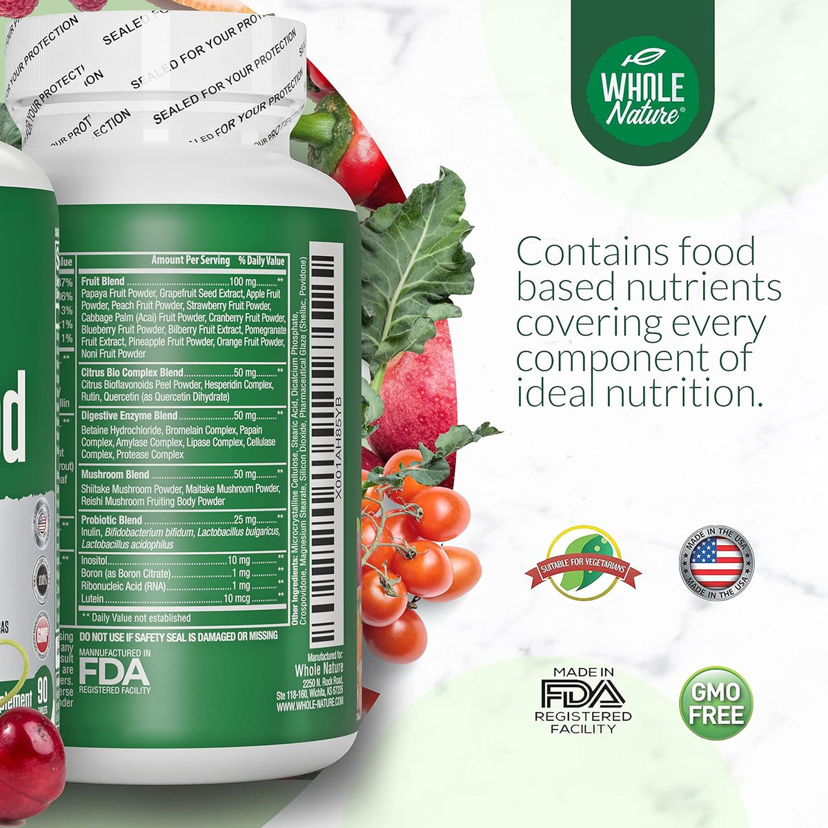 Whole Food Multivitamin for Men and Women (Twin Pack) - Plant Based Daily Superfood Vitamins with Digestive Enzymes, Probiotics & Omegas - görsel 9