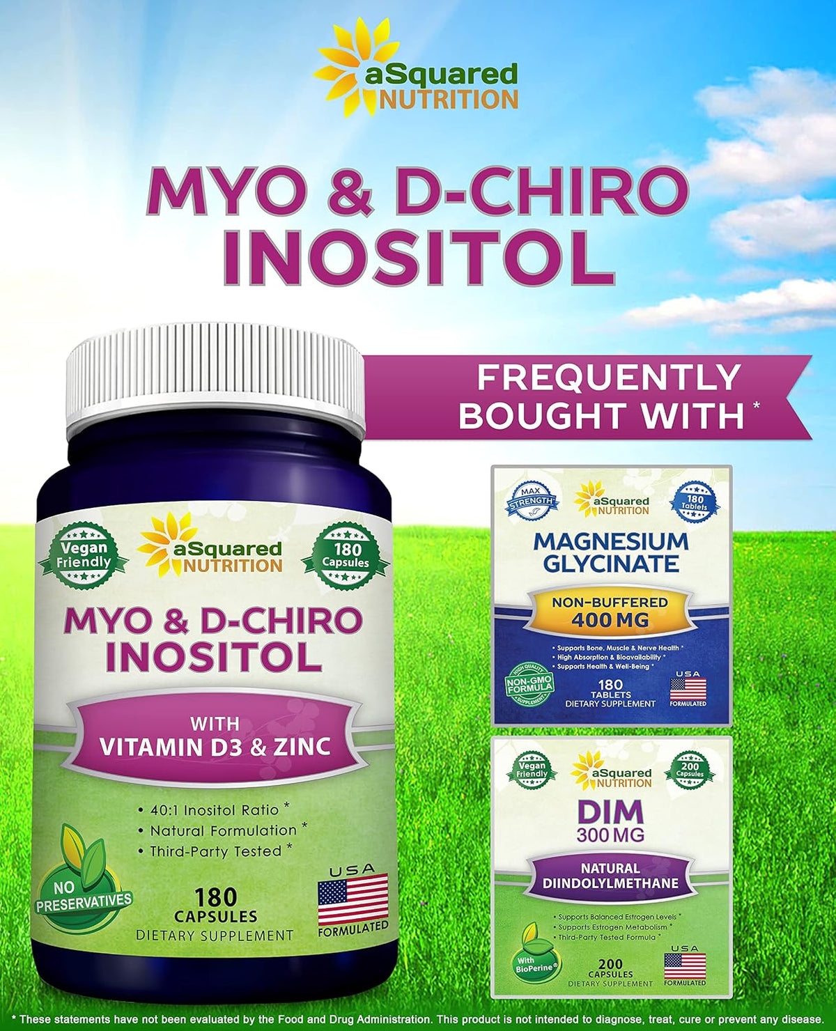 aSquared Nutrition Myo-Inositol & D-Chiro Inositol Supplement - 40:1 Ratio with Vitamin D3 and Zinc - 180 Capsules - görsel 9