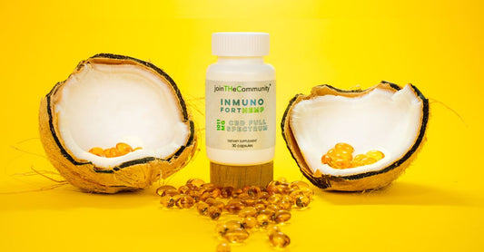 Bottle of vitamin D3 softgel capsules on a white background.