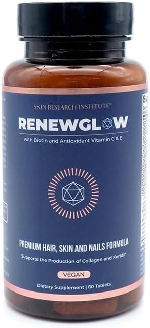 SRILabs Renewglow Biotin 5000mcg Hair, Skin and Nails Supplement for Women Over 40 - Gotu Kola, Vitamin E, C, Zinc for Normal Hair, Skin and Nails - görsel 4