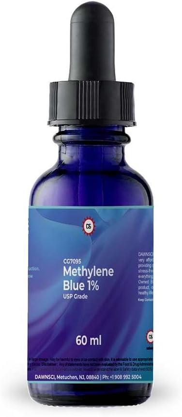 Methylene Blue 1% 60 ml Glass Dropper Bottle | USP-Grade Methylthioninium Chloride Solution | for Cognitive Support | No Formaldehyde - görsel 1