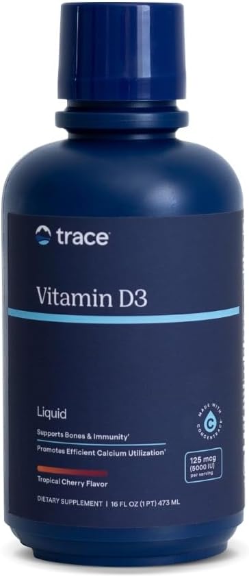 Trace Minerals Liquid Vitamin D3 with Ionic Trace Minerals, Natural Tropical Cherry, 473 ml (32 Servings) - görsel 1
