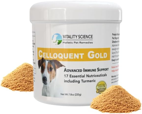 Vitality Science Celloquent Gold for Dogs | Holistic Advanced Immune Support Supplement | 17 Proven Ingredients | Autoimmune, Vomiting and Diarrhoea, Lethargy | 60g - görsel 6