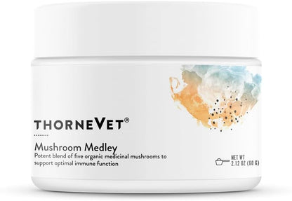 Mushroom Medley for Dogs - Immune Support Plus Antioxidants - with Reishi, Turkey Tail, Cordyceps, Maitake, and Chaga Mushrooms - Support for Dogs with Compromised Immunity - 120 Scoops