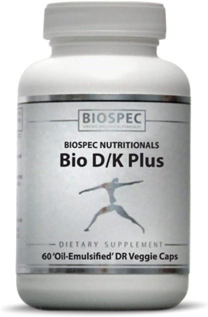 Bio D/K Plus - Vitamin D3 with K2 (MK-7) - 5000 IU D3 and 200 mcg K2 - Liposomal Base - 60 Capsules