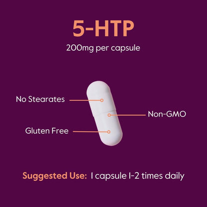 BESTVITE 5-HTP 200mg per Capsule - 240 Capsules - Pure Griffonia Extract, No Stearates, Gluten-Free, Non-GMO