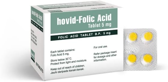 HOVID Folic Acid 5 mg Tablets (300 Tablets, Pack of 3) - görsel 1