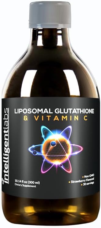 Intelligent Labs Liposomal Glutathione + Vitamin C, Advanced Liquid Antioxidant Formula, 500 mg Reduced L-Glutathione and 1000 mg Vitamin C per Serving, 30 Servings, Soya-free