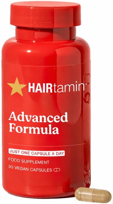 HAIRtamin Advanced Formula Hair Supplement – 5000 mcg Biotin, Vitamins & Antioxidants, Vegan – 1 Month Supply - görsel 1