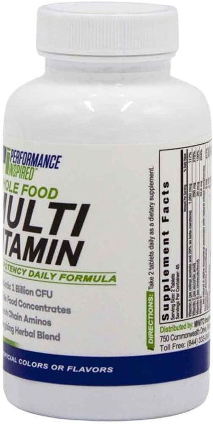 Performance Inspired Nutrition Whole Food Multi Vitamin with Probiotics, BCAAs, and Herbal Complex – 90 Tablets