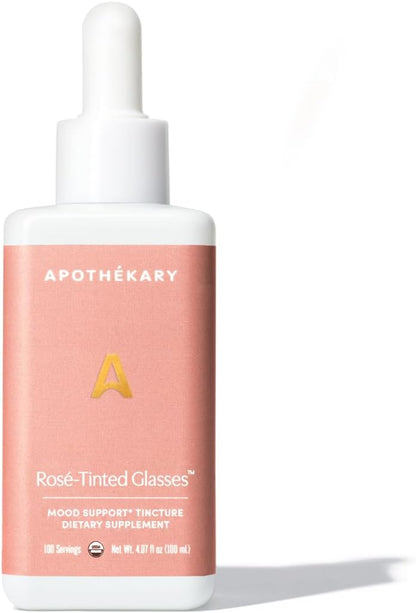 Apothékary Rosé-Tinted Glasses – Alcohol-Free Herbal Liquid Drops with Schisandra Berry and Lion's Mane Mushroom, Certified Organic, 30 ml (30 Servings)