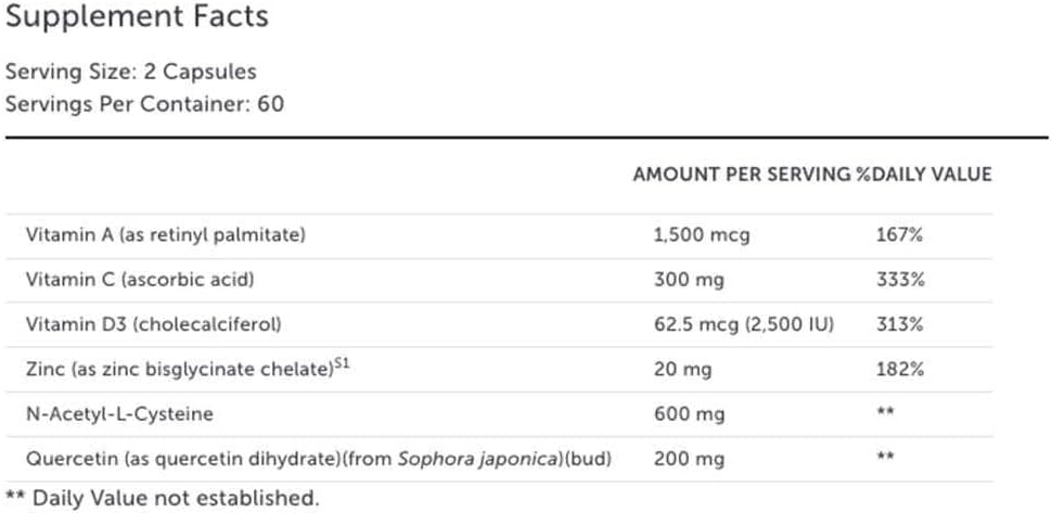 Clear CV - 120 Capsules | Immune System Support with Vitamin D, Zinc, Quercetin, NAC, Vitamin C - görsel 5