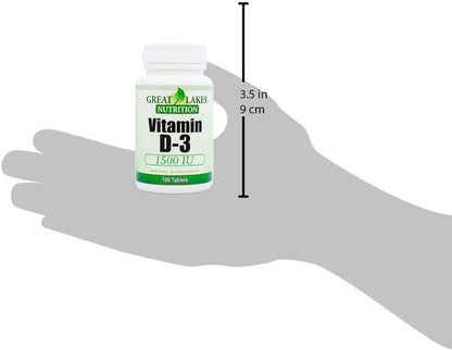 Vitamin D3, Vegan Vitamin D Supplement for Men & Women, 1500IU, 100 Easy-to-Swallow Capsules