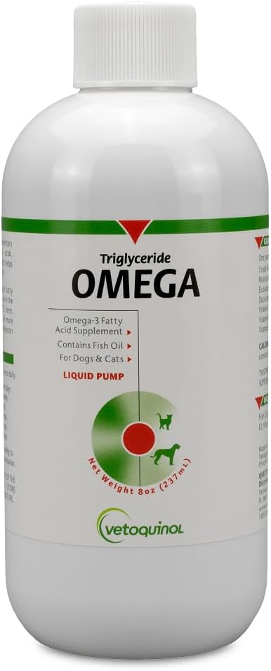 Vetoquinol Triglyceride Omega - Fish Oil for Dogs and Cats - Supports Healthy Skin, Coat and Normal Immune Function - 237 ml