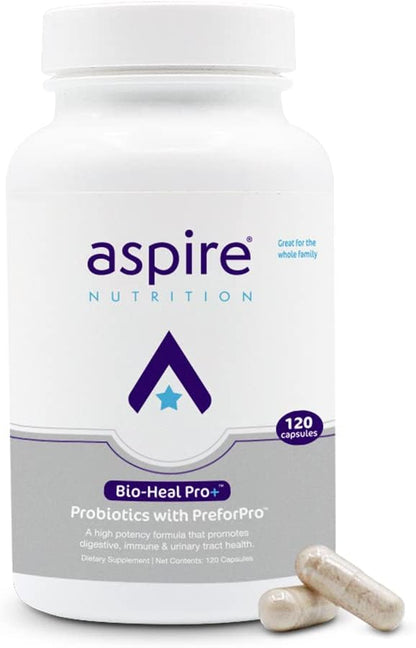 Aspire Nutrition Bio-Heal Pro+ 6-in-1 Probiotic Powder – Daily Probiotic Formula for Women, Men, and Children (30-Day Supply)