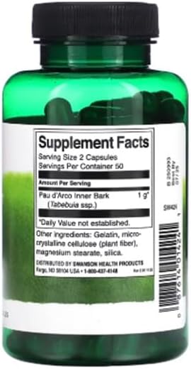 Swanson PAU d'Arco 500 mg, 100 Capsules - görsel 2