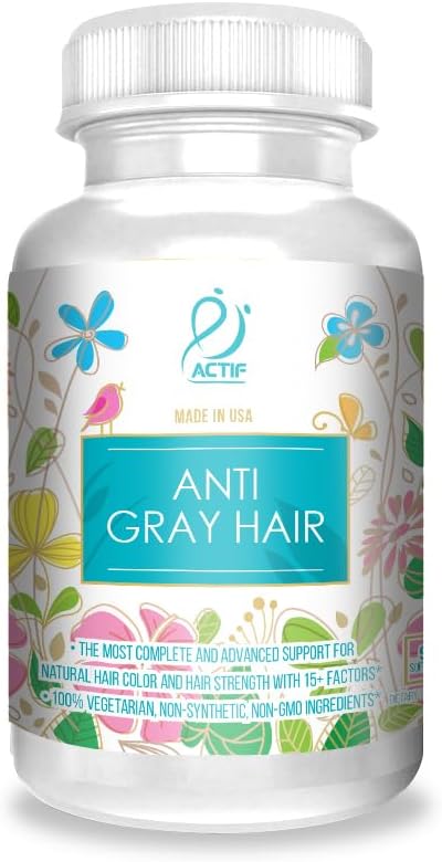 ACTIF Anti-Grey Hair Mega Support for Women with 15+ Advanced Hair Factors, Catalase, Biotin, PABA - 90 Capsules - görsel 1