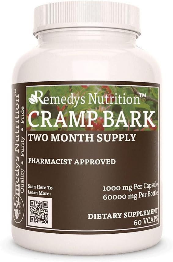 Remedy's Nutrition Cramp Bark | 1000mg, 60 Vegan Capsules | Two Month Supply - görsel 1