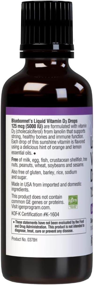 Bluebonnet Nutrition Liquid Vitamin D3 Drops, 5000 IU, 30 ml (900 Servings) - görsel 3