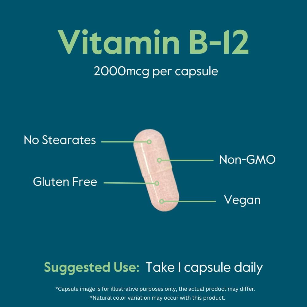 Vitamin B12 (Methylcobalamin) 2000mcg - 240 Vegan Capsules | BESTVITE - görsel 5