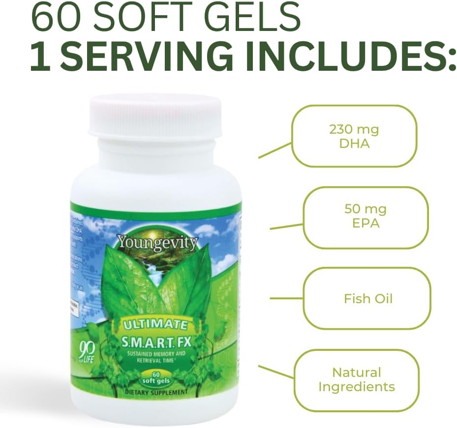 Youngevity S.M.A.R.T. FX™ Nootropic Supplement with DHA, EPA & Rosemary Oil (60 Soft Gels) - görsel 4