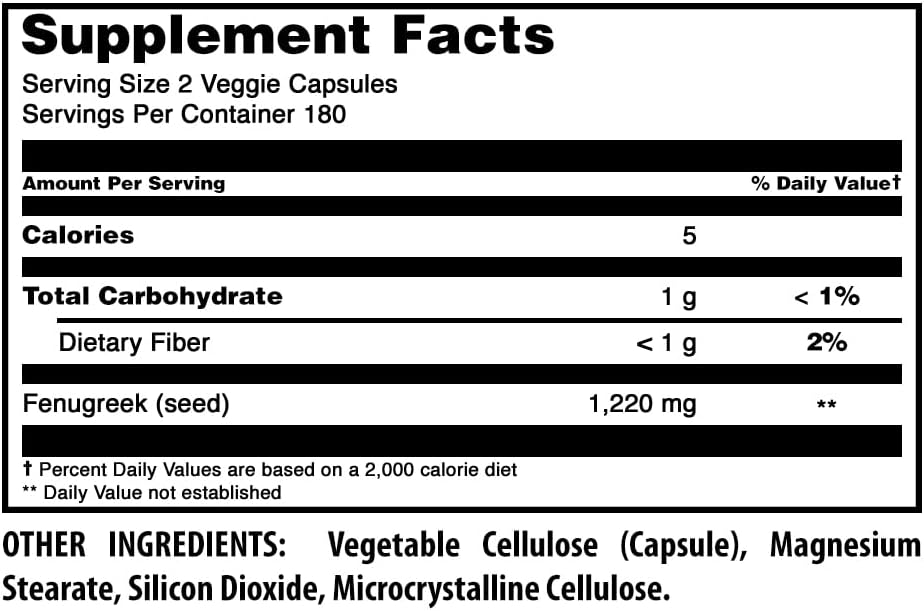 Amazing Formulae Fenugreek Seed Supplement - 610 mg - 360 Veggie Capsules - Non-GMO, Gluten-free - görsel 2
