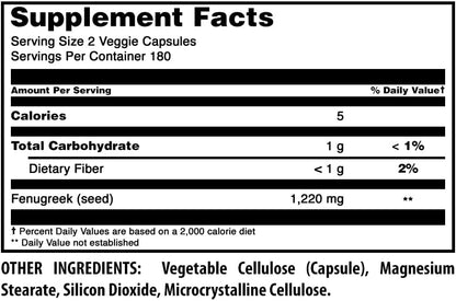 Amazing Formulae Fenugreek Seed Supplement - 610 mg - 360 Veggie Capsules - Non-GMO, Gluten-free