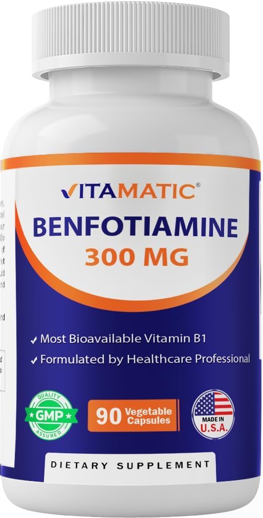 Vitamatic Benfotiamine 300 mg - Fat Soluble Vitamin B1 Food Supplement (3 Bottles, 270 Capsules) - görsel 9