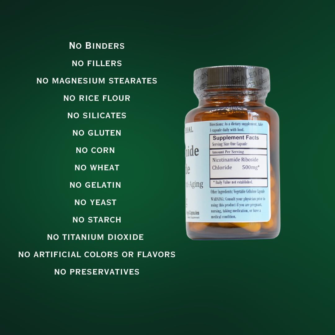 Barlowe's Herbal Elixirs Nicotinamide Riboside 500mg - NAD+ Precursor - 60 Capsules - görsel 5