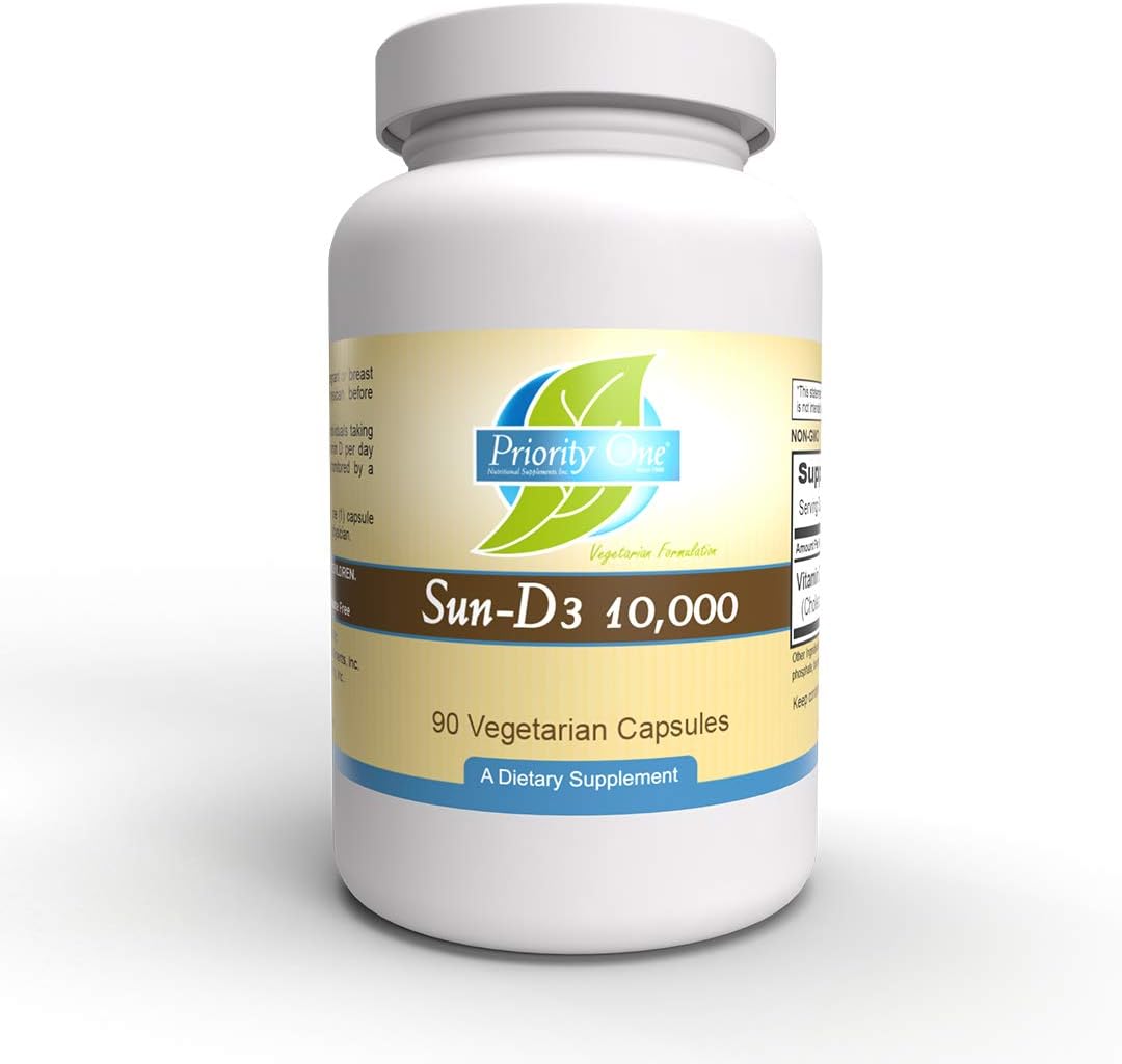 Priority One Vitamins Sun D3 10,000 IU, 90 Vegetarian Capsules - görsel 1