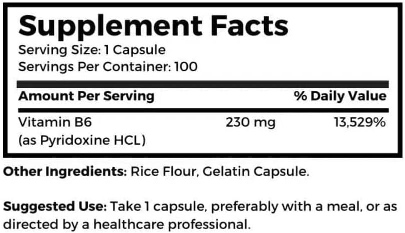 Dr Clark Vitamin B6 Supplement, 230 mg, 100 Capsules - görsel 2