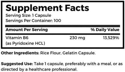Dr Clark Vitamin B6 Supplement, 230 mg, 100 Capsules