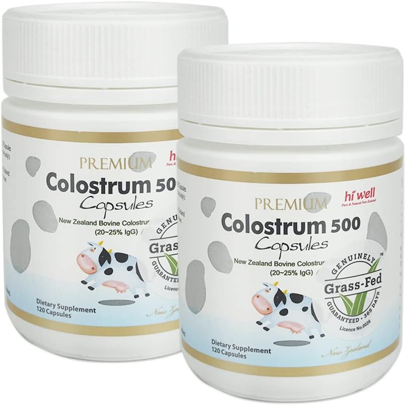 Hi Well Premium 100% Pure New Zealand Bovine Grass-Fed Colostrum 500 mg, 240 Capsules (Pack of 2) - görsel 1